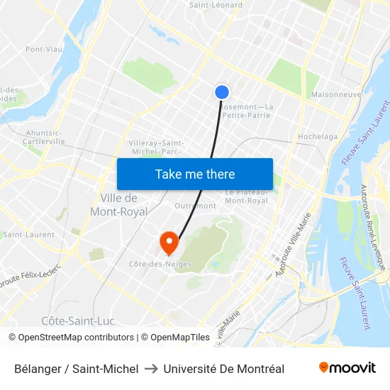 Bélanger / Saint-Michel to Université De Montréal map