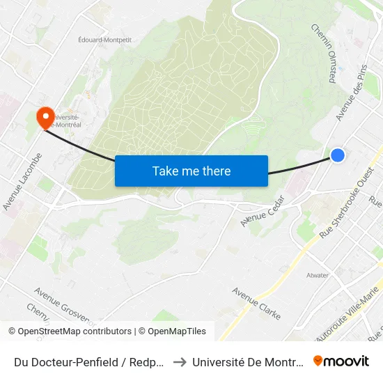 Du Docteur-Penfield / Redpath to Université De Montréal map