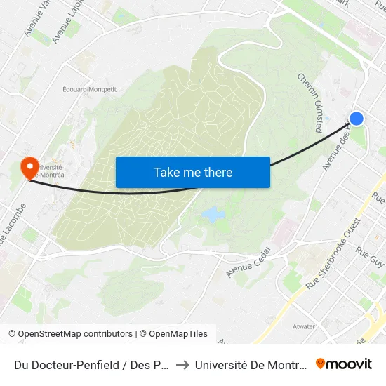 Du Docteur-Penfield / Des Pins to Université De Montréal map