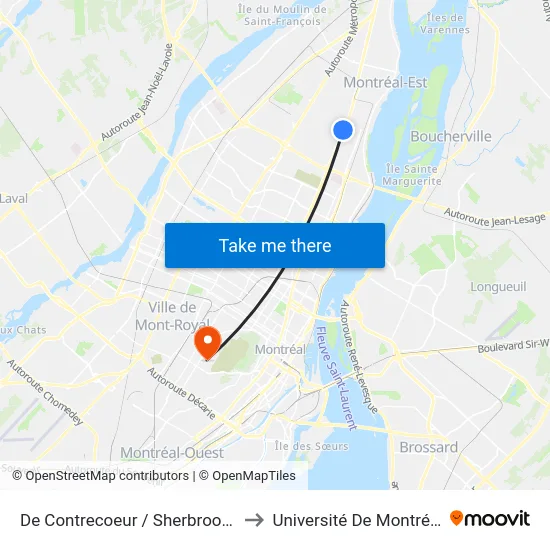 De Contrecoeur / Sherbrooke to Université De Montréal map