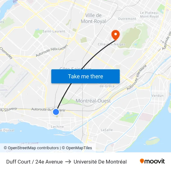Duff Court / 24e Avenue to Université De Montréal map