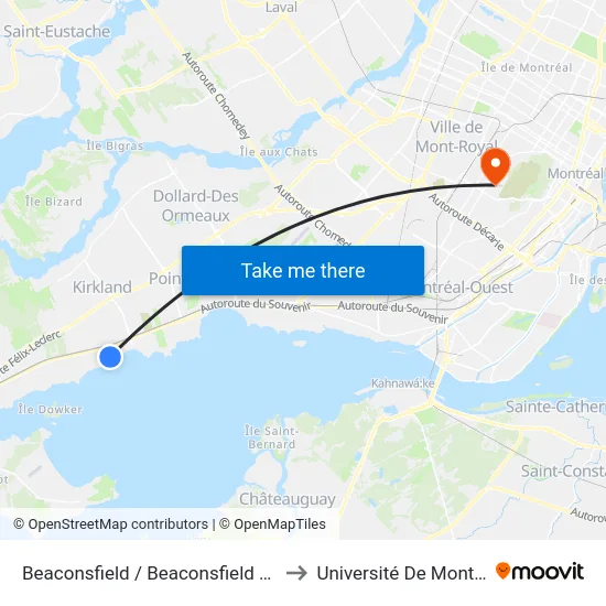 Beaconsfield / Beaconsfield Court to Université De Montréal map