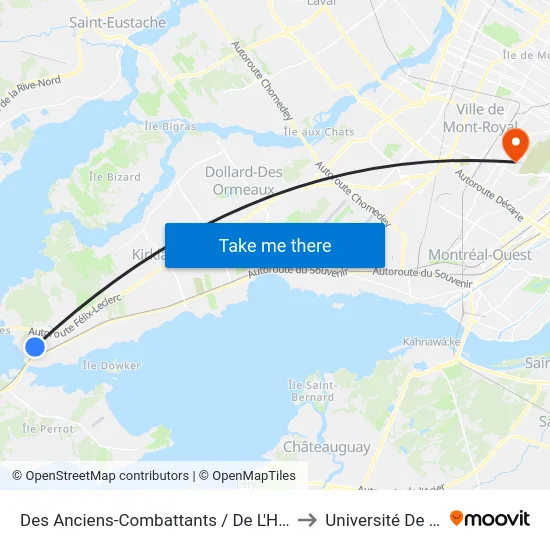 Des Anciens-Combattants / De L'Hôpital Sainte-Anne to Université De Montréal map