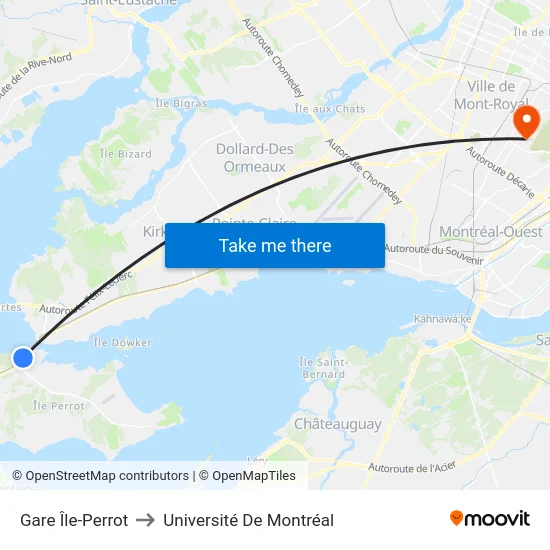Gare Île-Perrot to Université De Montréal map