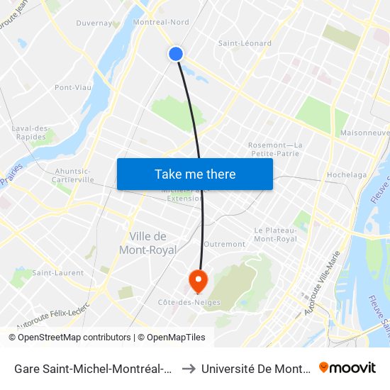 Gare Saint-Michel-Montréal-Nord to Université De Montréal map