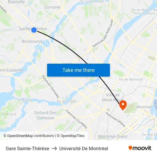 Gare Sainte-Thérèse to Université De Montréal map