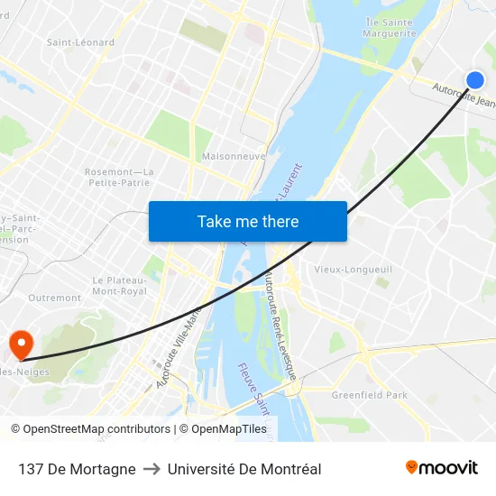 137 De Mortagne to Université De Montréal map