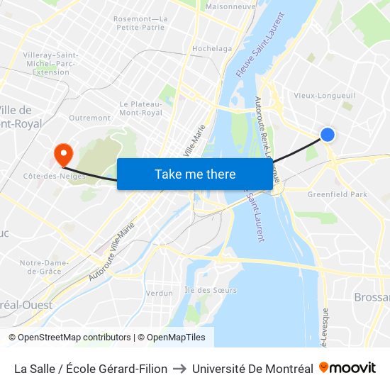 La Salle / École Gérard-Filion to Université De Montréal map