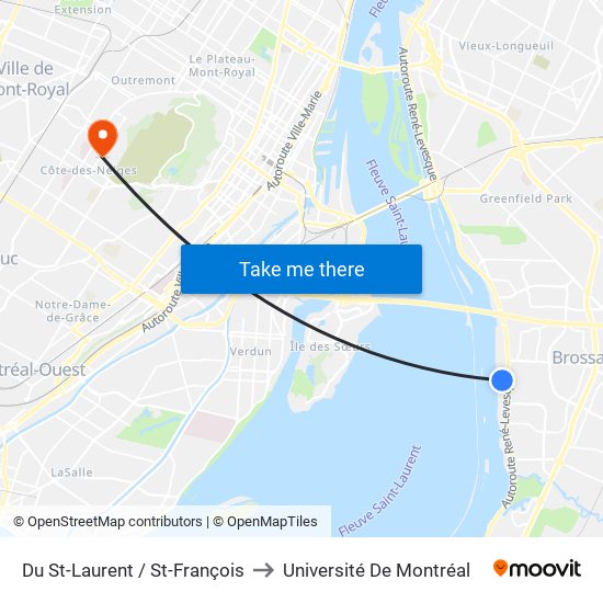 Du St-Laurent / St-François to Université De Montréal map