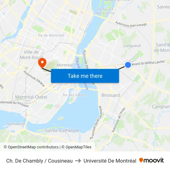 Ch. De Chambly / Cousineau to Université De Montréal map