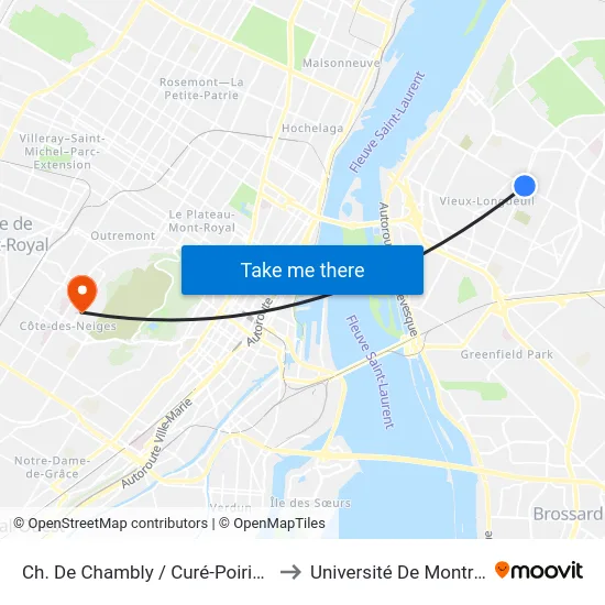 Ch. De Chambly / Curé-Poirier E. to Université De Montréal map
