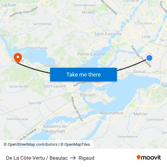 De La Côte-Vertu / Beaulac to Rigaud map