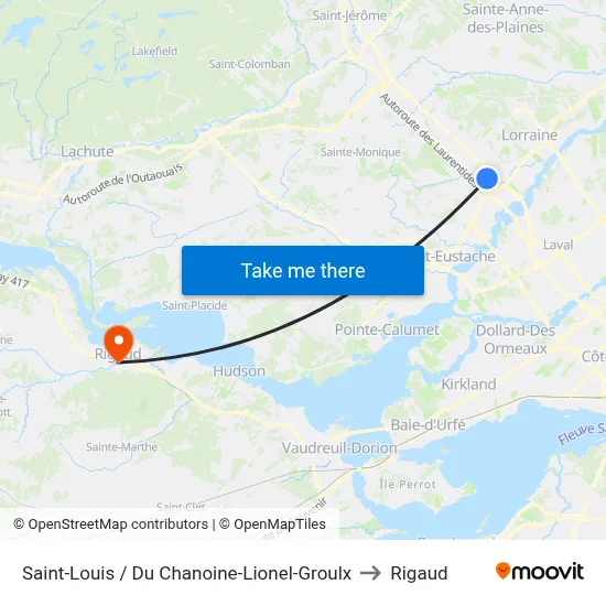 Saint-Louis / Du Chanoine-Lionel-Groulx to Rigaud map