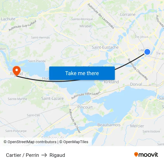 Cartier / Perrin to Rigaud map