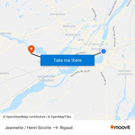 Jeannette / Henri-Sicotte to Rigaud map