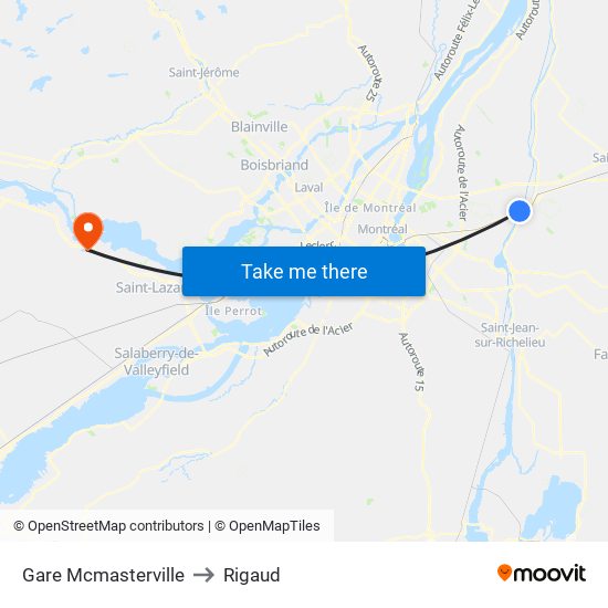 Gare Mcmasterville to Rigaud map