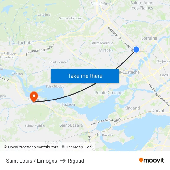 Saint-Louis / Limoges to Rigaud map