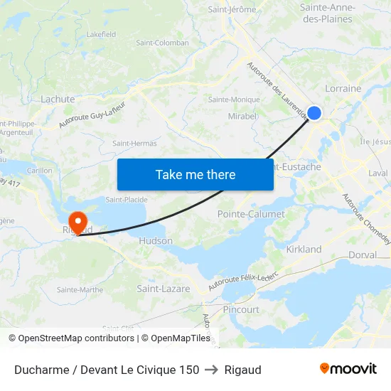 Ducharme / Devant Le Civique 150 to Rigaud map