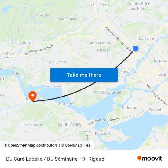 Du Curé-Labelle / Du Séminaire to Rigaud map
