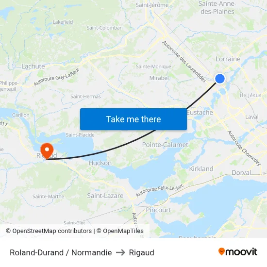 Roland-Durand / Normandie to Rigaud map
