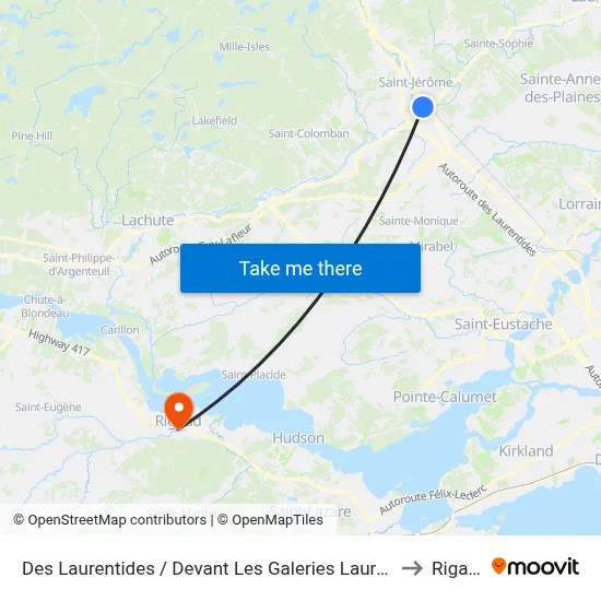 Des Laurentides / Devant Les Galeries Laurentides to Rigaud map