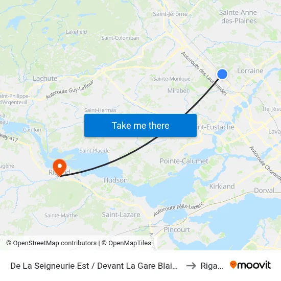 De La Seigneurie Est / Devant La Gare Blainville to Rigaud map
