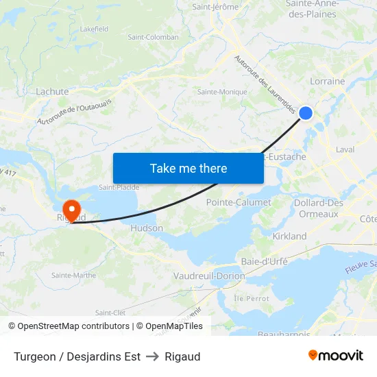 Turgeon / Desjardins Est to Rigaud map