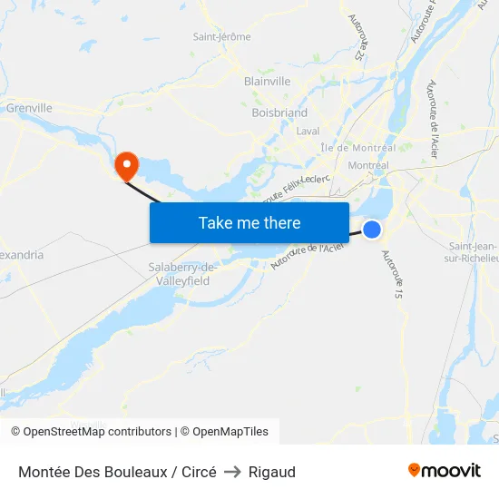Montée Des Bouleaux / Circé to Rigaud map