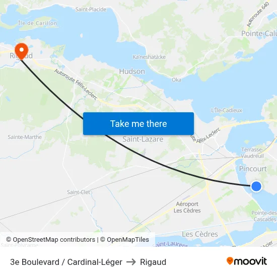 3e Boulevard / Cardinal-Léger to Rigaud map