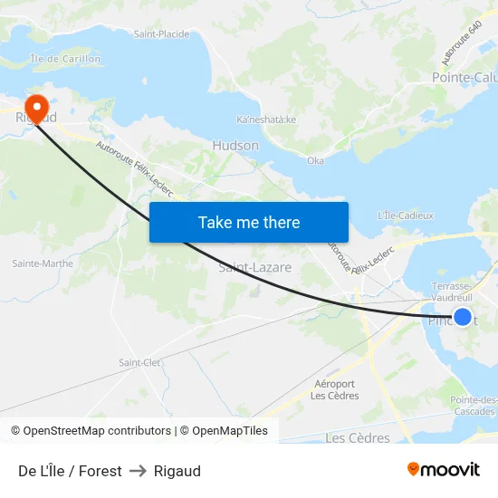 De L'Île / Forest to Rigaud map