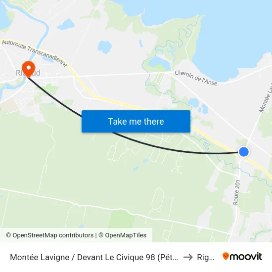 Montée Lavigne / Devant Le Civique 98 (Pétro Canada) to Rigaud map