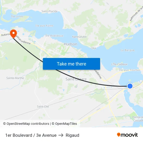 1er Boulevard / 3e Avenue to Rigaud map