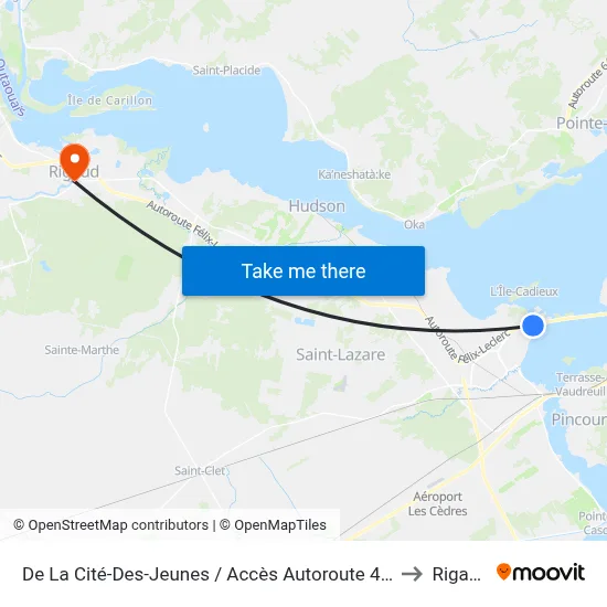 De La Cité-Des-Jeunes / Accès Autoroute 40-E to Rigaud map