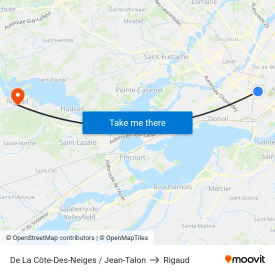 De La Côte-Des-Neiges / Jean-Talon to Rigaud map