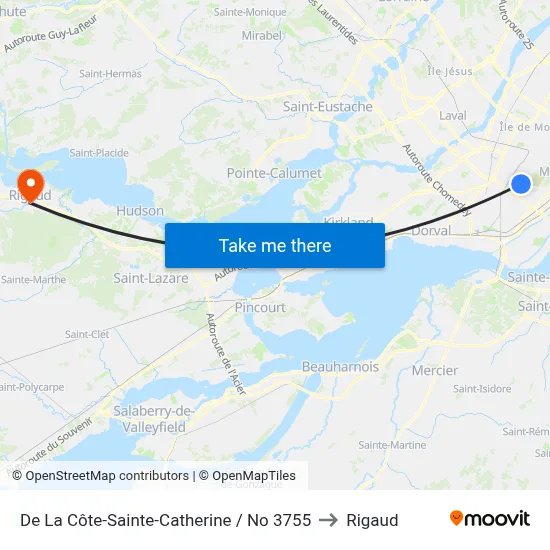De La Côte-Sainte-Catherine / No 3755 to Rigaud map