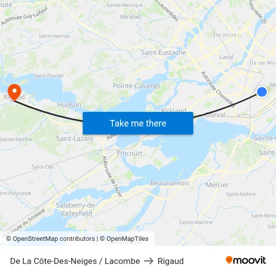De La Côte-Des-Neiges / Lacombe to Rigaud map