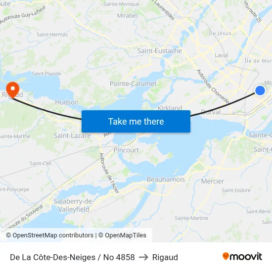 De La Côte-Des-Neiges / No 4858 to Rigaud map