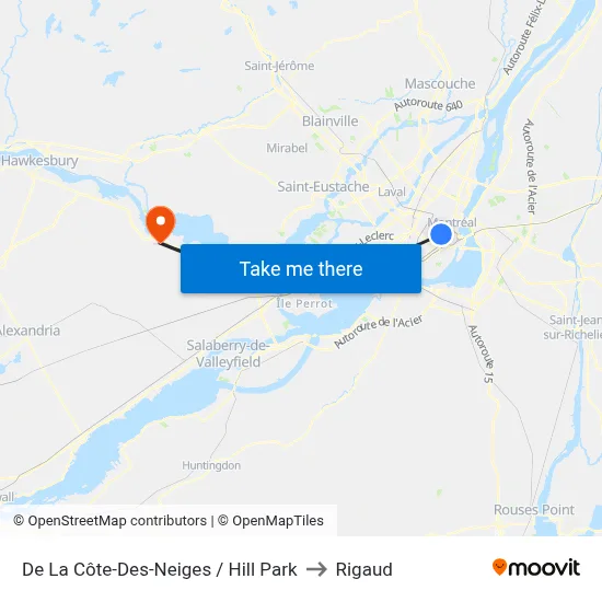 De La Côte-Des-Neiges / Hill Park to Rigaud map