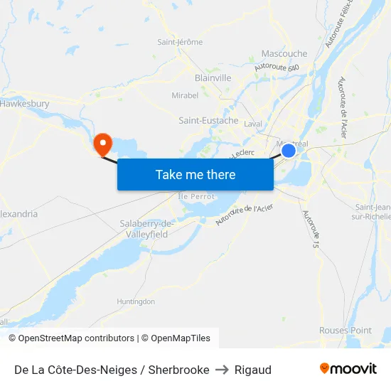 De La Côte-Des-Neiges / Sherbrooke to Rigaud map