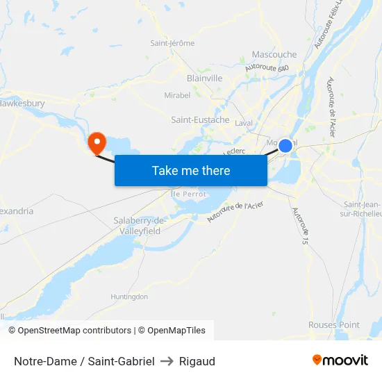 Notre-Dame / Saint-Gabriel to Rigaud map