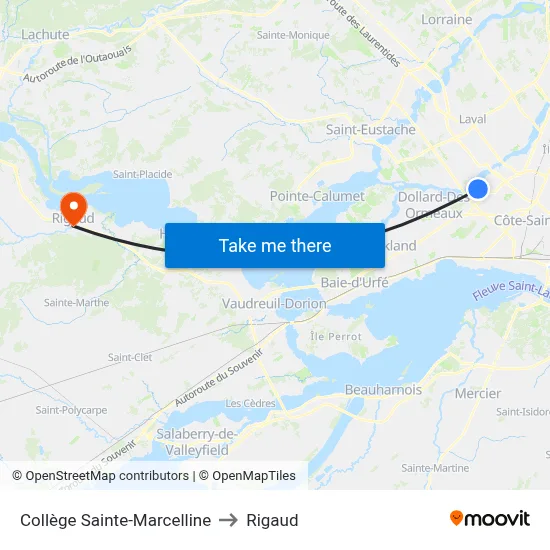 Collège Sainte-Marcelline to Rigaud map