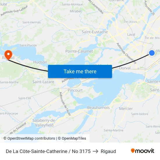 De La Côte-Sainte-Catherine / No 3175 to Rigaud map
