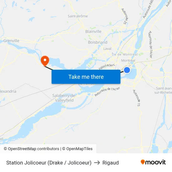 Station Jolicoeur (Drake / Jolicoeur) to Rigaud map