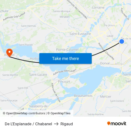 De L'Esplanade / Chabanel to Rigaud map