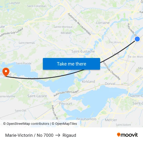 Marie-Victorin / No 7000 to Rigaud map