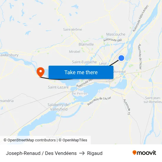 Joseph-Renaud / Des Vendéens to Rigaud map