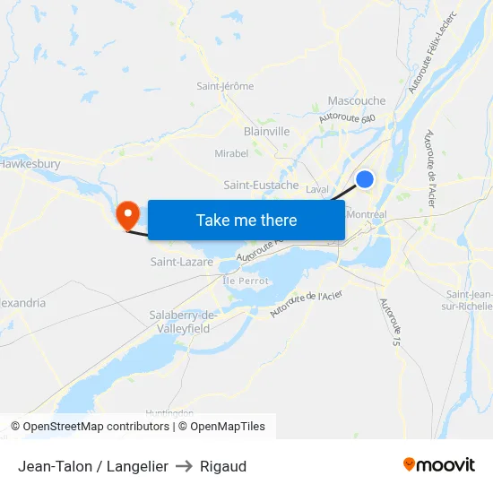 Jean-Talon / Langelier to Rigaud map