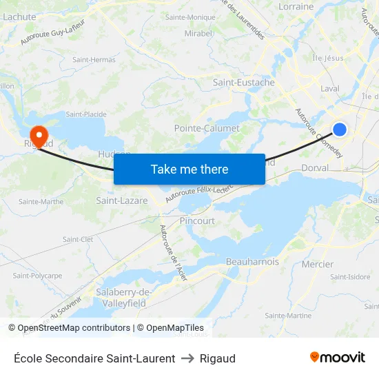 École Secondaire Saint-Laurent to Rigaud map
