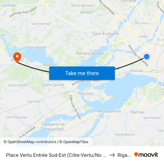Place Vertu Entrée Sud-Est (Côte-Vertu/No 3131) to Rigaud map