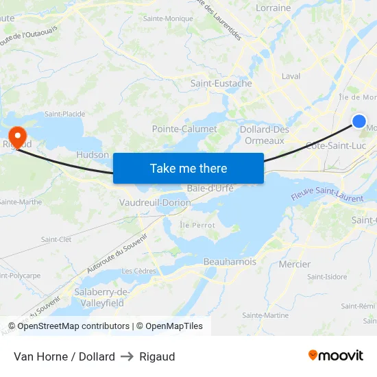Van Horne / Dollard to Rigaud map